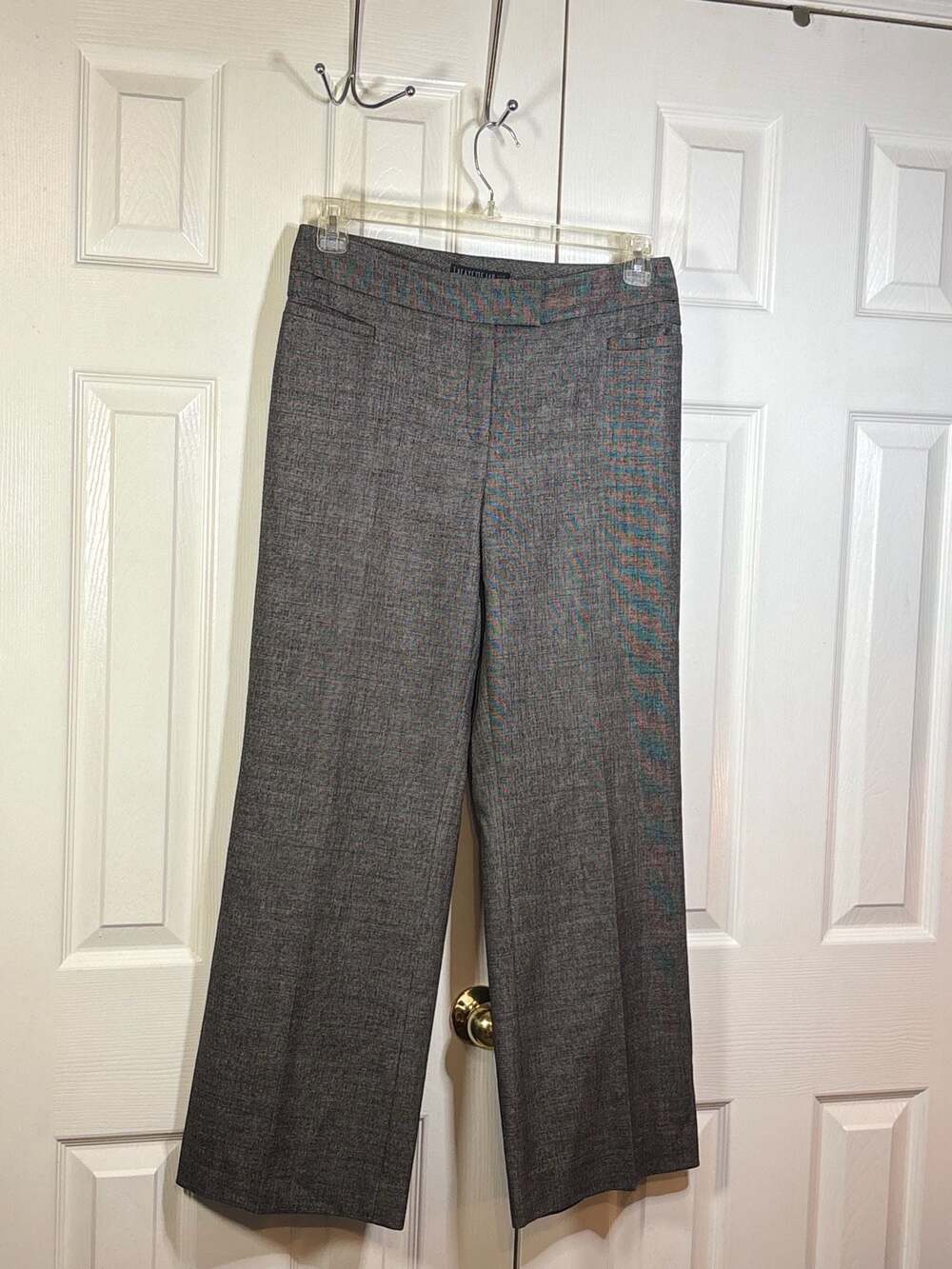 Lafayette 148 New York Women's Gray Herringbone Wide-Leg Trousers #1386 - Picture 10 of 11